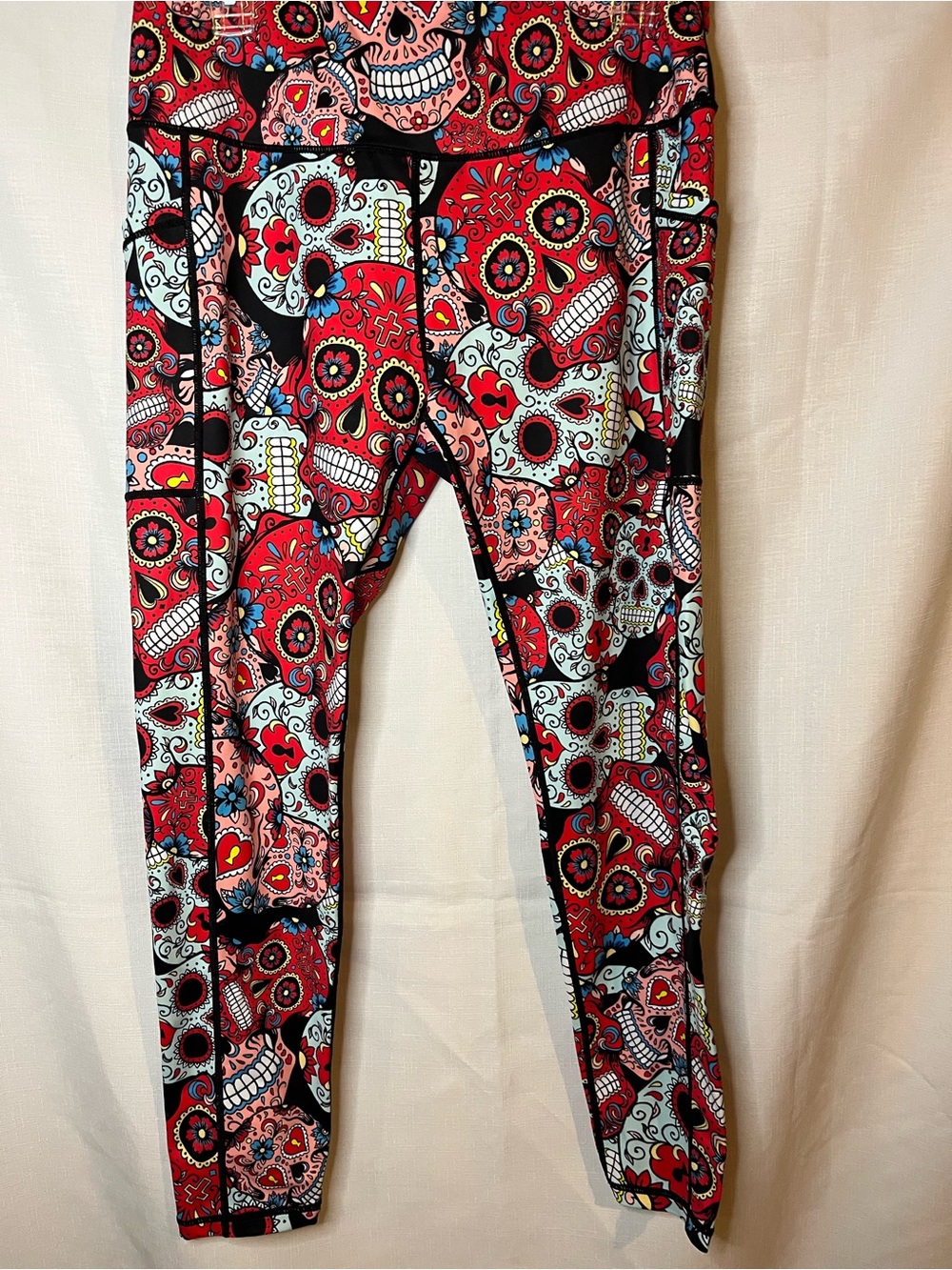 Constantly Varied Gear Red & Black Sugar Skull Kids Leggings - Picture 2 of 5